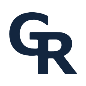 Gila Ridge Dental logo featuring interlocking G and R letters in dark blue