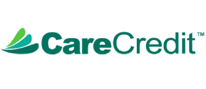 CareCredit logo with teal text and green leaf icon representing financing options