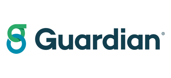 Guardian logo featuring teal and navy blue design with text wordmark.