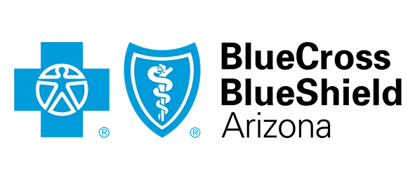 Blue Cross Blue Shield Arizona logo with blue cross and shield symbols.